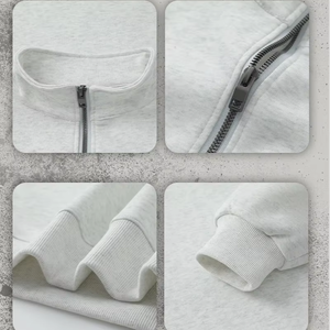 Maglione da Uomo Autunno Inverno Stile Retrò Giovanile Casual in <span class=keywords><strong>Cotone</strong></span> con Mezza Zip, Collo Alto, Vestibilità Ampia e Orlo a Costine - Product Image 5