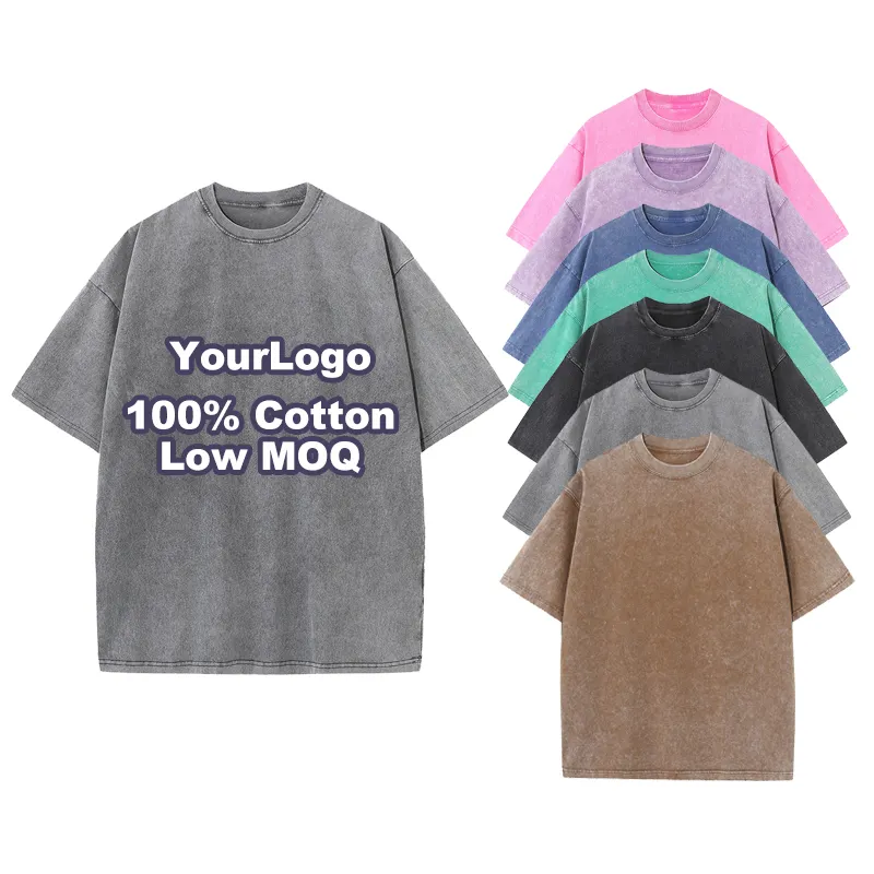 คุณภาพสูงที่กําหนดเองขนาดใหญ่เปล่าผู้ชาย 100% Cotton TShirtพิมพ์VINTAGEผ้าฝ้ายอินทรีย์Tเสื้อขายส่งกรดล้างTเสื้อ