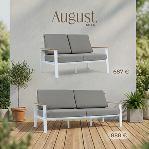 Outdoor Garden <b>Sofa</b> Double Seater Patio Couch Aluminum <b>Frame</b> Cushioned Seats <b>Wood</b> Grain Armrests - Product Image 3