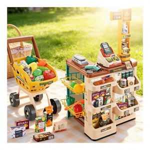 Ensemble de jeu d'apprentissage pour enfants : Stand de marché, Supermarché, Caisse enregistreuse, Scanner, Jouet d'imitation - Product Image 4