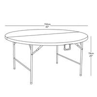 Table ronde pliable de 5 pieds pour 10 personnes, robuste en HDPE, idéale pour le camping et les banquets en extérieur