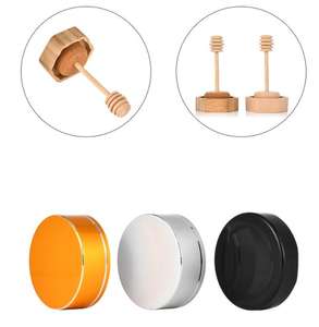 Pot madu heksagonal kosong dengan tutup gabus kayu kemasan kaca kelas makanan kaleng tertutup guci madu heksagonal dengan tongkat sendok - Product Image 4