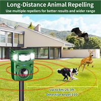 Nouvel Arrivage Grand Capteur PIR Répulsif Solaire Ultrasonique pour Animaux Lutte Antiparasitaire Extérieure avec Lumière LED et Conception Étanche