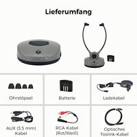 Casque TV numérique sans fil 2,4 GHz supra-auriculaire à ajustement personnalisé pour seniors, Plug & Play, portée 30 m, station d'accueil, charge de deux batteries, 13 mm