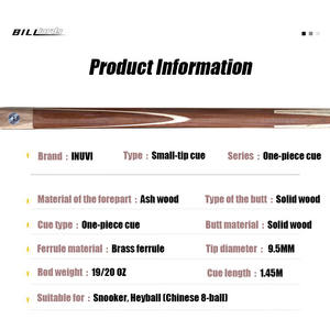 Personalizable Durable Snooker Cue 9,5mm Ash Snooker House Cue-Una pieza de madera maciza para Pool Hall & Club Billar Cues para la venta - Product Image 2