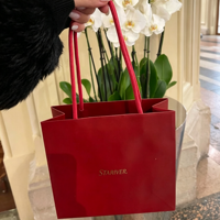 Sac de courses rouge brillant en gros avec logo de marque estampé à chaud et poignée en cordon rouge uni pour mariage et boutique de bijoux