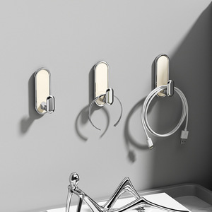 Yimijia Wall Hooks Milk Silver 2-Pack Self-Adhesive Minimalist Design For Kitchen Bathroom Door Use - Product Image 1