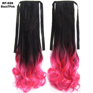 Cola de Caballo Ondulada de <span class=keywords><strong>Dos</strong></span> Tonos de 22 Pulgadas, Postizo de Cabello Sintético Liso de <span class=keywords><strong>Dos</strong></span> Colores - Product Image 5