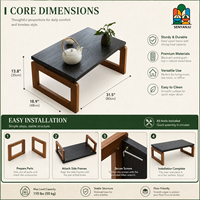 Table basse minimaliste en bois massif avec plateau noir anthracite et pieds à structure ouverte, style rustique moderne