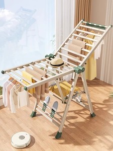 Séchoir à linge pliable multifonctionnel en forme d'aile pour vêtements et serviettes, idéal pour balcon, chambre et salle de bain - Product Image 4