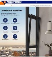 Ventana Abatible de Aluminio con Doble Vidrio Aislante Térmico, Eficiencia Energética Certificada CE, Factor U de 0.2, para Apartamento