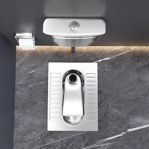 Urinario de Acero Inoxidable Montado en el Suelo con Tanque Oculto, Descarga Sifónica, Diseño Industrial, para Uso en Baños - Product Image 3