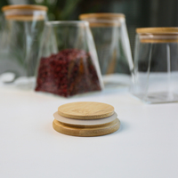 Bocaux en verre hermétiques avec couvercles en bambou, récipients de cuisine transparents, contenants écologiques pour le stockage des aliments secs, des biscuits, des bonbons et des épices