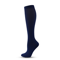 Chaussettes de compression unisexe pour activités de plein air, course à pied et cyclisme, absorbant la transpiration, tissées, longues, couleur unie, avec manchette de mollet et semelle.