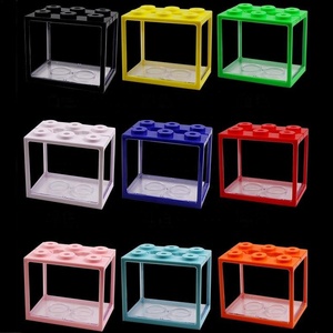 Mini aquarium de bureau écologique en plastique pour poissons Betta, avec seau de blocs de construction carrés - Product Image 1