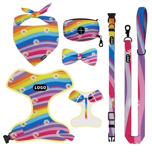 OEM ODM Lot de harnais en nylon pour animaux de compagnie Collier et laisse de dressage coloré pour chiots et chiens Harnais assorti en gros - Product Image 1