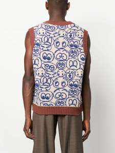 Gilet de pull sans manches en tricot confortable brodé à col en V pour hommes de haute qualité, gilet en tricot chaud - Product Image 4