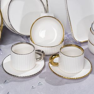 Vajilla Desechable Moderna de Porcelana con Incrustaciones Doradas, Juego de Vajilla Europeo de 16 Piezas, Blanco, Ecológico, para Fiestas - Product Image 2
