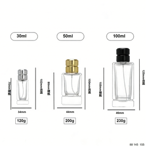 Flacon de parfum vide en verre épais de qualité supérieure, carré, 30 ml, 50 ml, 100 ml, avec vaporisateur et bouchons originaux, vente en gros - Product Image 3