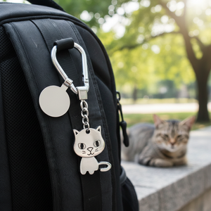 Portachiavi Personalizzabile con Design Gatto, Moschettone in Lega Metallica Intrecciata con Stampa in Smalto Duro, Stile Carino e alla Moda con Logo Personalizzato - Product Image 2