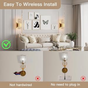 โคมไฟติดผนัง LED แบบชาร์จไฟได้ 12000mAh พร้อมรีโมทควบคุมความสว่าง สีทอง สำหรับห้องนอนและห้องนั่งเล่น ตัวโคมทำจากเหล็ก - Product Image 2