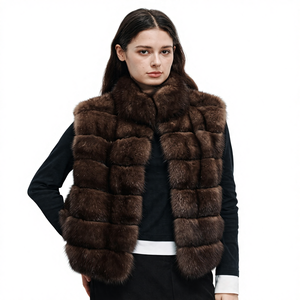 Gilet in Pelliccia di Zibellino Sintetica per Donna, Nuovo Design Invernale con Collo Alto, Spesso e Morbido - Product Image 1