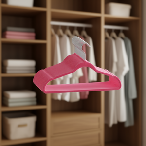 Cintres en velours rose en plastique, taille standard, avec crochet en alliage de zinc, pour rangement de vêtements, lot de 50 - Product Image 2