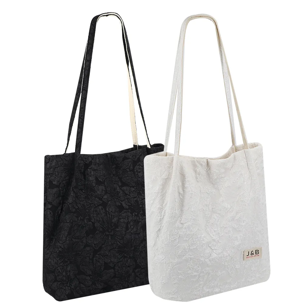 Bolso de mano de tela en relieve con flores 3D para mujer, bolsa de mano con logotipo de marca, personalizado, informal, para ir de compras