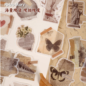 สติกเกอร์แบบมีกาวในตัว 20 แผ่น/แพ็ค ชุดสติกเกอร์ลายหนังสือพิมพ์เก่า สไตล์เรโทร ไม่ต้องตัดแต่ง สำหรับตกแต่งสมุดแพลนเนอร์ - Product Image 2