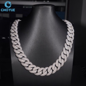 สร้อยคิวบาลิงค์ GRA Certified Moissanite ขนาด 20 มม. ประดับเพชรแบบ Iced Out สไตล์ไมอามี สำหรับผู้ชายและผู้หญิง เครื่องประดับเพชร Iced Out - Product Image 5