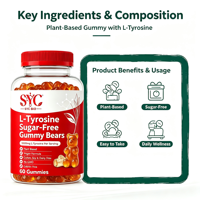 Gummies personnalisées à la L-Tyrosine sans sucre 1000mg – Complément alimentaire haute puissance pour le soutien de la concentration – Marque privée OEM