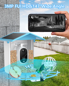 Mangeoire intelligente pour oiseaux 3MP avec caméra, reconnaissance IA, plus de 10 000 espèces d'oiseaux, vision nocturne couleur, notifications instantanées, Wifi 2.4G, IP65 - Product Image 3