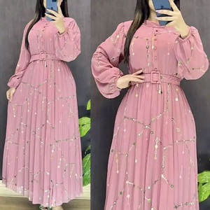 Meiyue 2024新作エレガントルーズプリーツシャツドレスレディース夏カジュアルボタンアップベルトドレス - Product Image 1