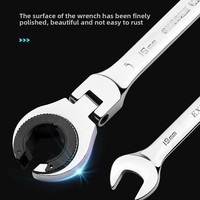 Clé à cliquet double usage robuste EXPLOIT 72 dents, à tête fixe, à fourche, pour écrous évasés, métrique, pour tubes flexibles, en acier au chrome-vanadium