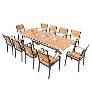 Ensemble de table de patio extensible en aluminium avec 8 chaises, mobilier d'extérieur pour jardin, terrasse, balcon, design moderne et contemporain - Product Image 1