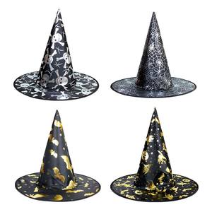 หมวกฮาโลวีนสำหรับเด็กผู้ใหญ่หมวกพ่อมดมหัศจรรย์อุปกรณ์เสริมสำหรับงานปาร์ตี้หมวกแม่มดหัวแหลมพิมพ์ลายใยแมงมุม - Product Image 3