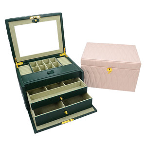 Biểu Tượng Tùy Chỉnh In PU Da Trang Điểm Gương Vòng Cổ Nhẫn Bông Tai Đồ Trang Sức Hộp Lưu Trữ Sang Trọng Lớn Ngăn Kéo Đồ Trang Sức Trường Hợp - Product Image 3