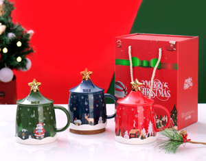 New Style Unique Gold Star Blender Milk Tea Cup Coffee Mugs Luxury 12oz Ceramic Mug Christmas Gift Box Set - Product Image 2