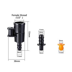 Konektor Selang Atomizer Taman 1/2" Female 8/11mm, Konektor Barb Selang, Kit Irigasi, Sambungan Pipa Air - Product Image 2