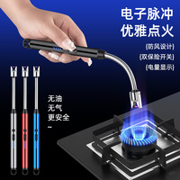 Vente en gros, coupe-vent, briquet barbecue à rotation libre à 360 degrés, briquet électrique rechargeable par USB pour bougie de cuisine