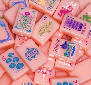 Juego de Mahjong Infantil al por Mayor, Estilo Americano, Color <span class=keywords><strong>Rosa</strong></span>, Ecológico y de Lujo, con Diseño Floral, Fichas de Acrílico - Product Image 3