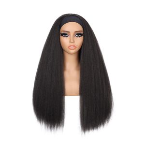 [Stock transfrontalier disponible] Perruque européenne en <span class=keywords><strong>cheveux</strong></span> synthétiques Yaki lisses en soie glacée, fabriquée à la machine, résistante à la chaleur, pour le commerce extérieur - Product Image 1