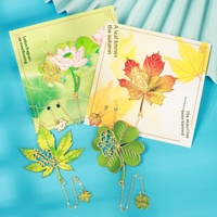 Marque-page en métal rétro en forme de feuille, imprimé UV, design ajouré, avec pampilles mignonnes, style frais et classique, cadeau de remise de diplôme chinois