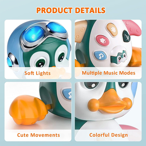 Balançoire électrique pingouin jouets bébé musical danse pingouin tout-petits début éducatif apprentissage marche jouet - Product Image 3