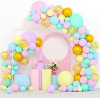 Guirnalda de globos de arcoíris Pastel, confeti dorado, suministros de decoración para fiestas de cumpleaños y bodas