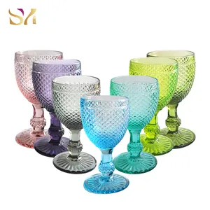 Trung Quốc Nhà Máy khắc chiếc cốc stemware màu nổi đám cưới rượu vang Kính Nguồn cung cấp