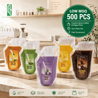 Pochettes souples personnalisées imprimées en héliogravure avec bec verseur pour Bubble Tea et boissons liquides, emballage PET/PE avec bouchon à vis