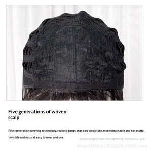 <span class=keywords><strong>Parrucca</strong></span> Completa da <span class=keywords><strong>Donna</strong></span> Nera, Nuova Versione Migliorata, con Onde Grandi Naturali e Frangia Raffinata, Realizzata a Macchina, Stile Coreano, Popolare su Internet, per Uso Quotidiano - Product Image 5