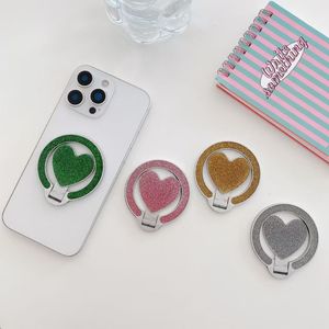 Folding Phone Stand Glitter Heart Ring Buckle For Desktop Office Use Apple iPhone Compatible Plastic Material - Product Image 1