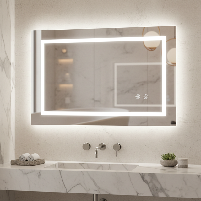 Smart Anti-Fog Bathroom Mirror - Adjustable Brightness & 3 Color Temperatures, Horizontal/Vertical Mount
